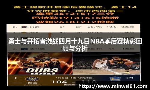 勇士与开拓者激战四月十九日NBA季后赛精彩回顾与分析